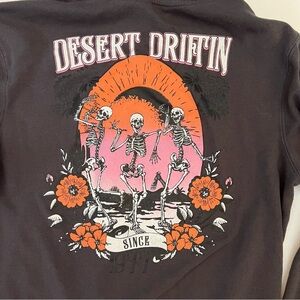 Desert Driftin printed graphics hooded zip jacket